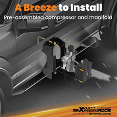MaXpeedingrods 120 psi output for faster inflation and ride adjustment.