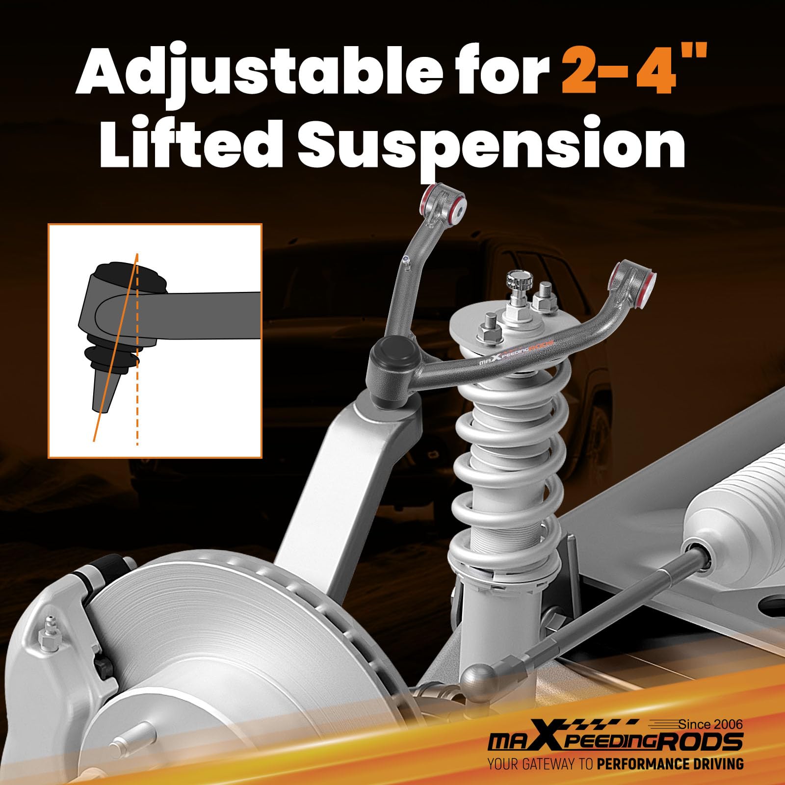 maXpeedingrods lifted upper control arm Cadillac Escalade 2015-2020 increases alignment reliability