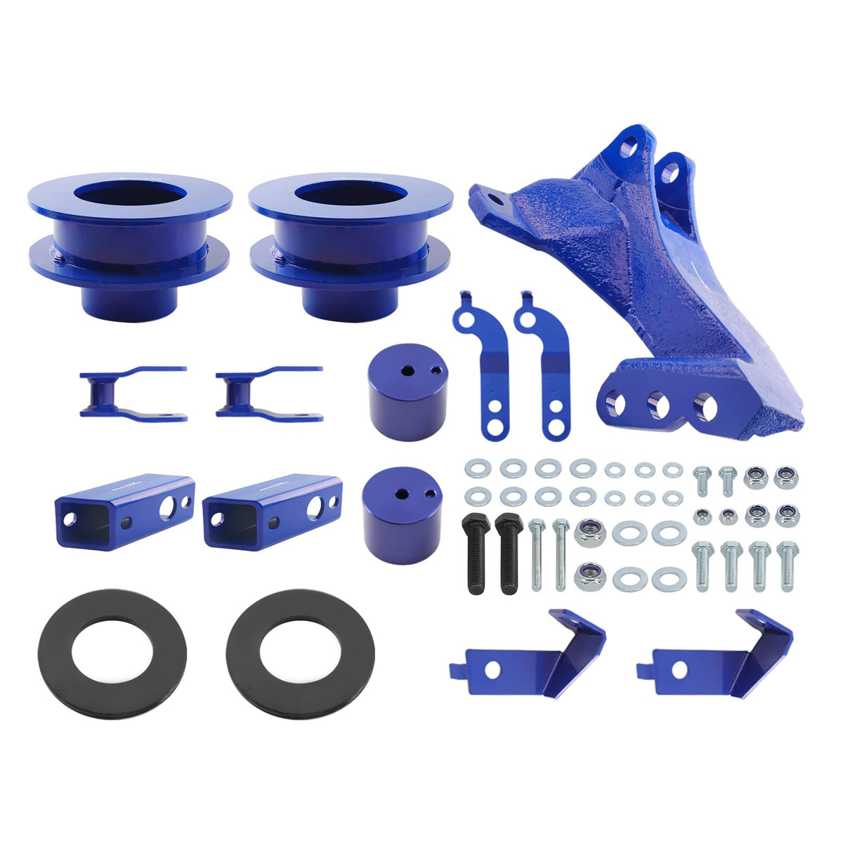maXpeedingrods 2-5 front leveling kit on Ford Super Duty boosts ground clearance.