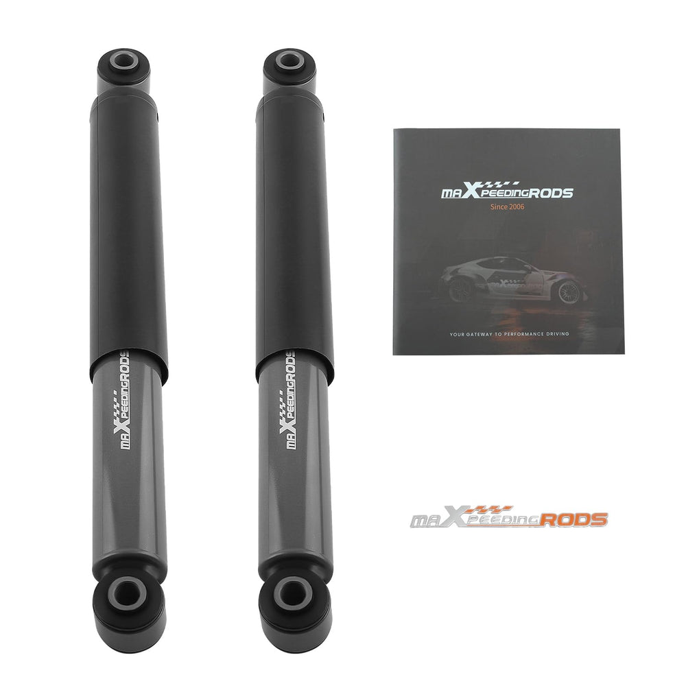 Enhanced stance and lower ride height via maXpeedingrods rear shock for trucks.