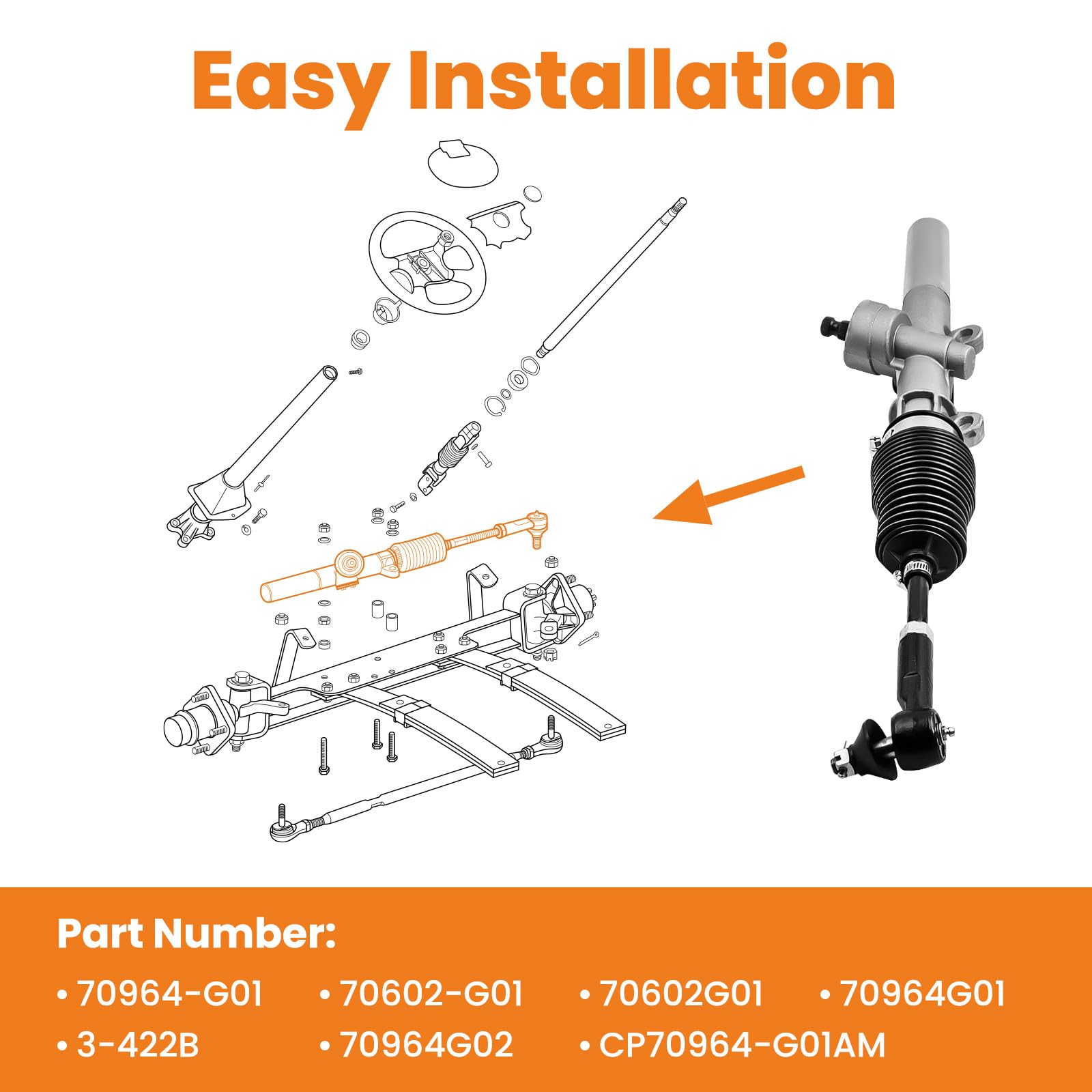 MaXpeedingrods 70964-G01 assembly detail for EZGO TXT upgrade.