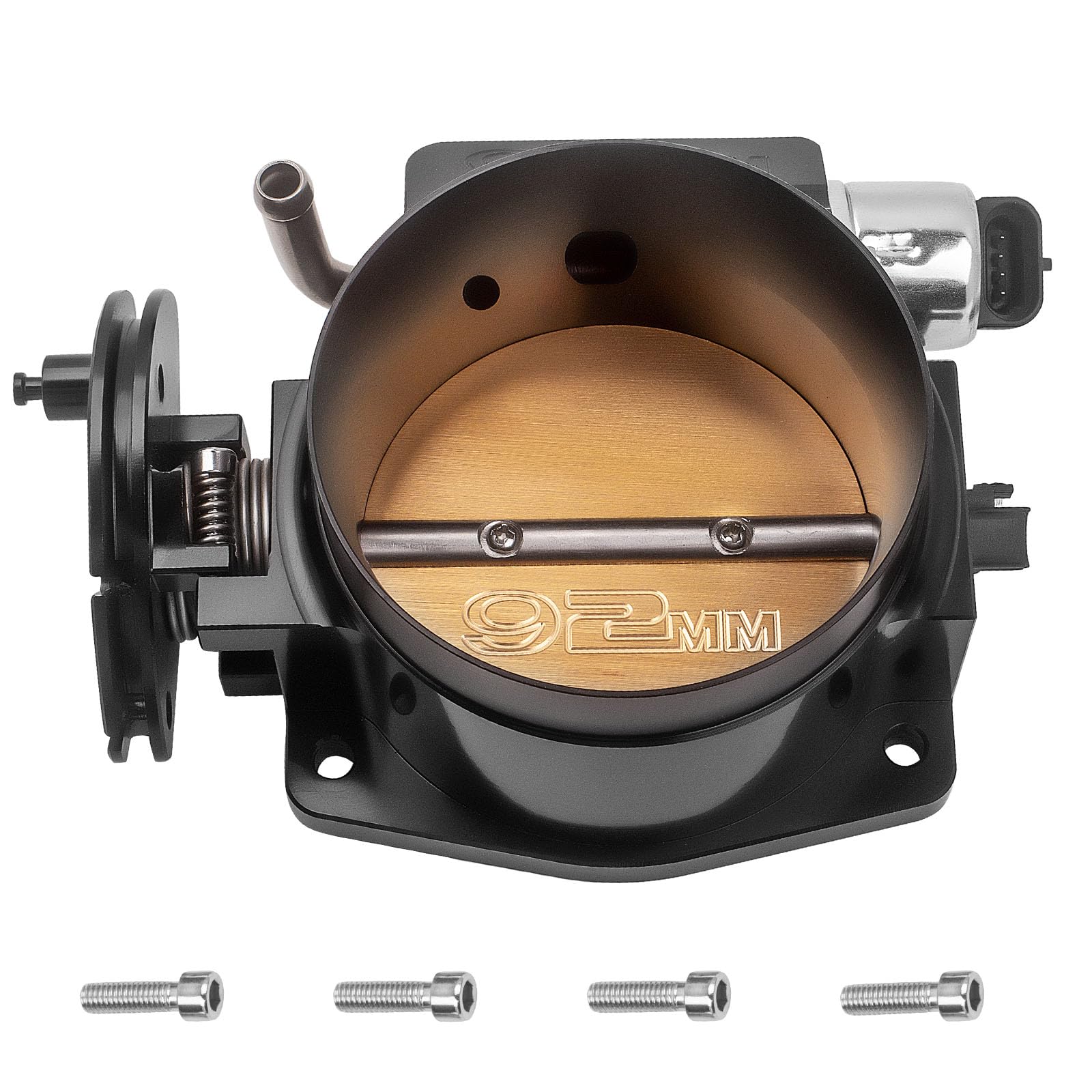 maXpeedingrods 92mm throttle body LSX dual bore open view enhances air intake potential