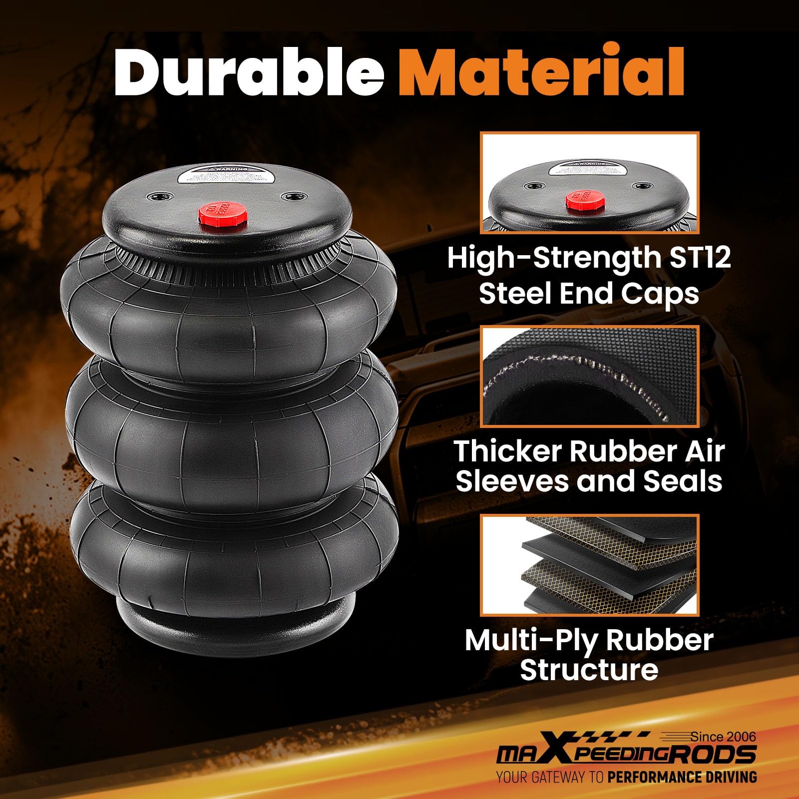 maXpeedingrods air spring 2600lbs top plate detail