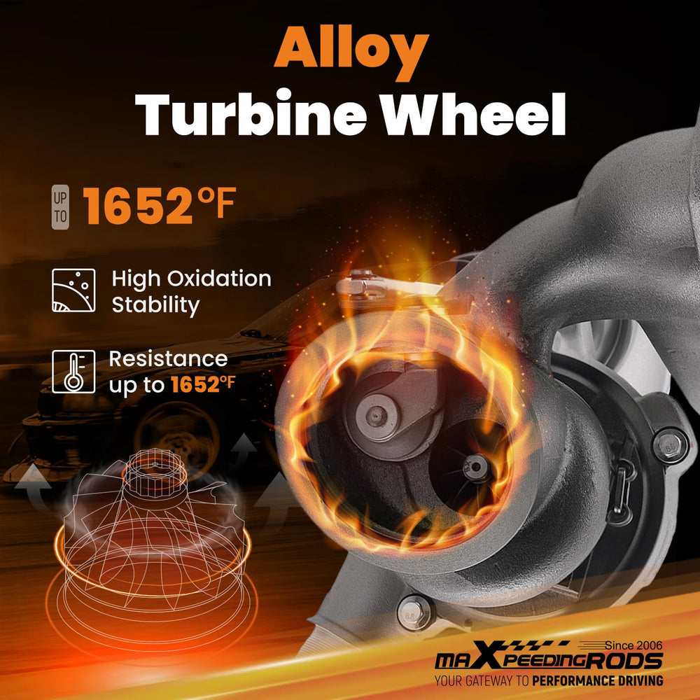 maXpeedingrods alloy turbine wheel demonstrates oxidation stability for consistent boost.