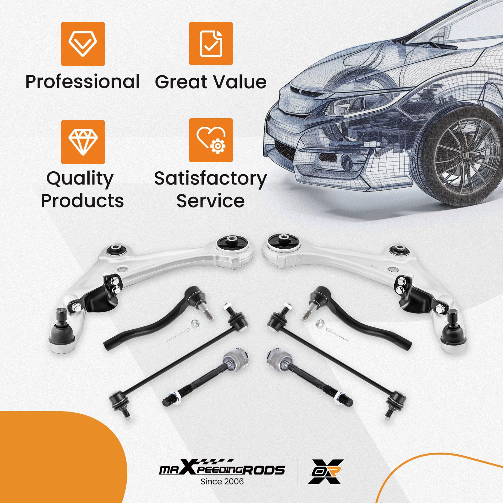 maXpeedingrods included ball joints for reliable steering joint performance