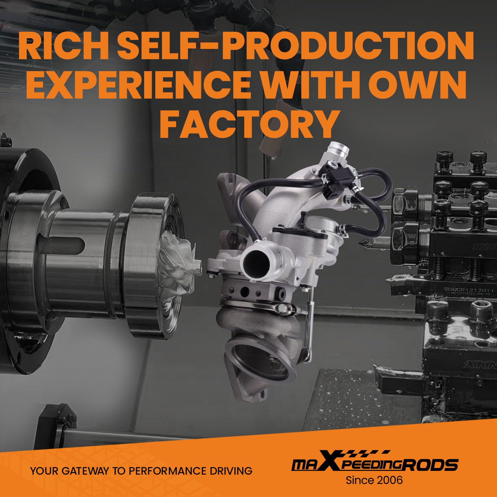 MaXpeedingrods forged aluminum compressor wheel enhances airflow and response.