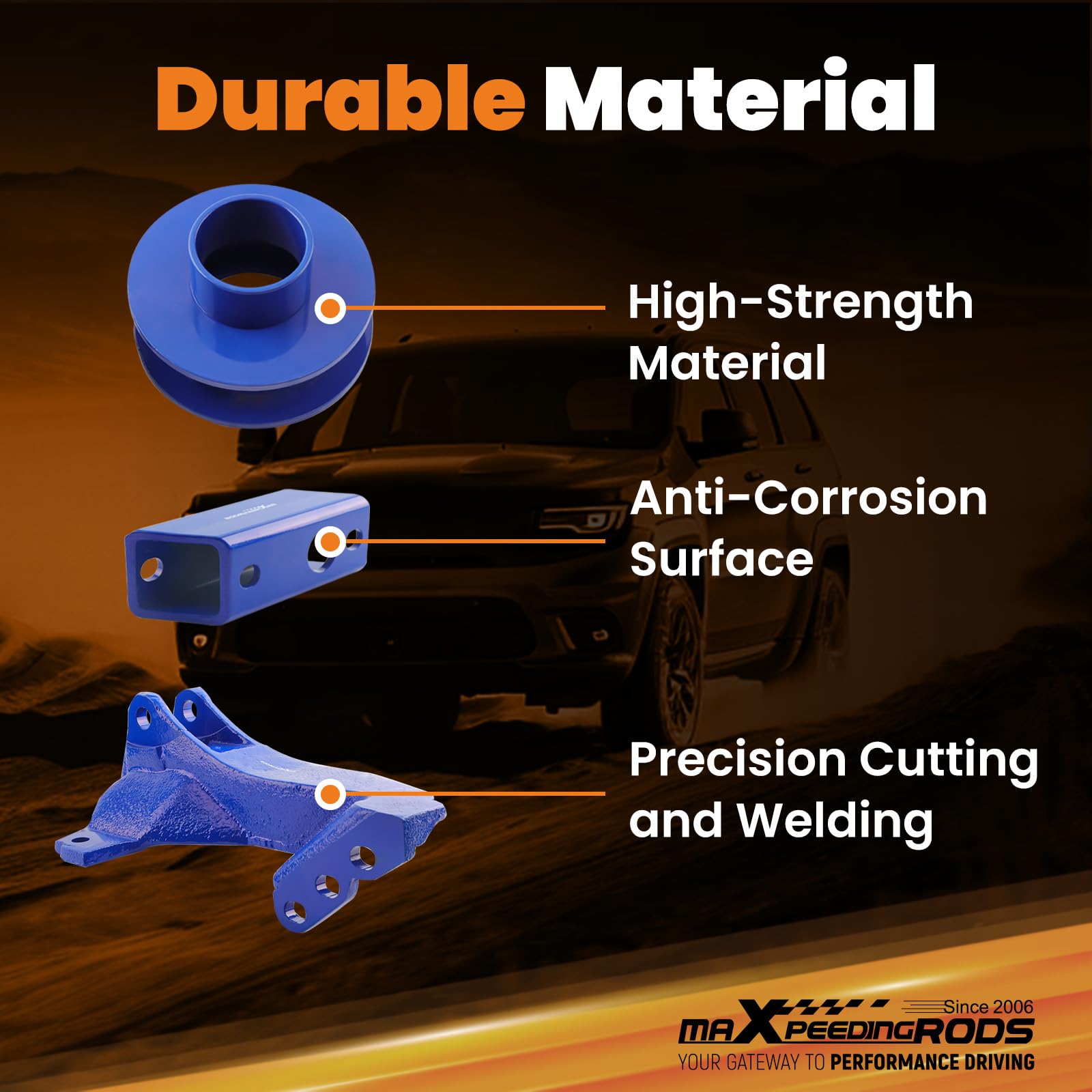 maXpeedingrods durable blue powder coated steel spacer resists rust.