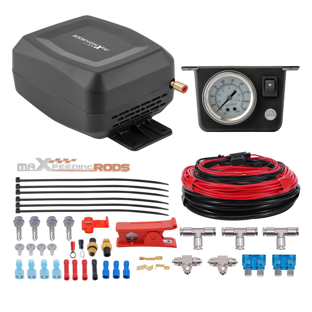 maXpeedingrods onboard air compressor unit for quick pressure adjustments on the go.