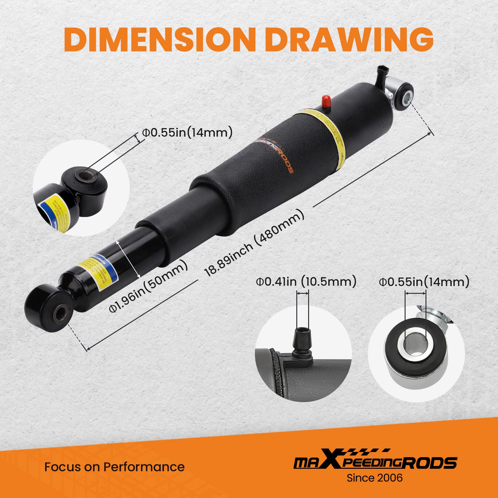 maXpeedingrods rear air shock for Chevrolet Suburban improves load handling and ride height.