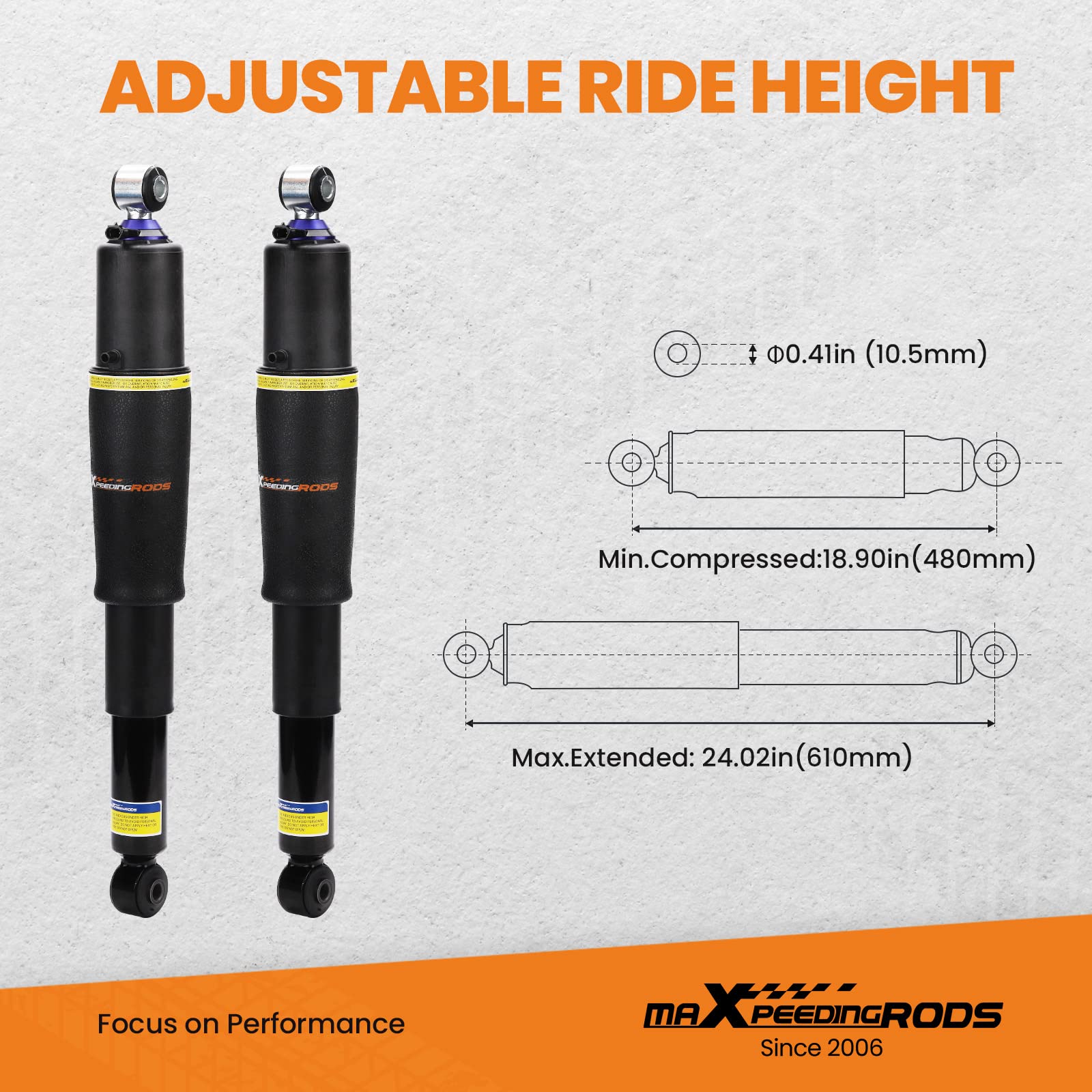 maXpeedingrods rear air shock for Chevrolet Tahoe delivers smoother highway comfort.