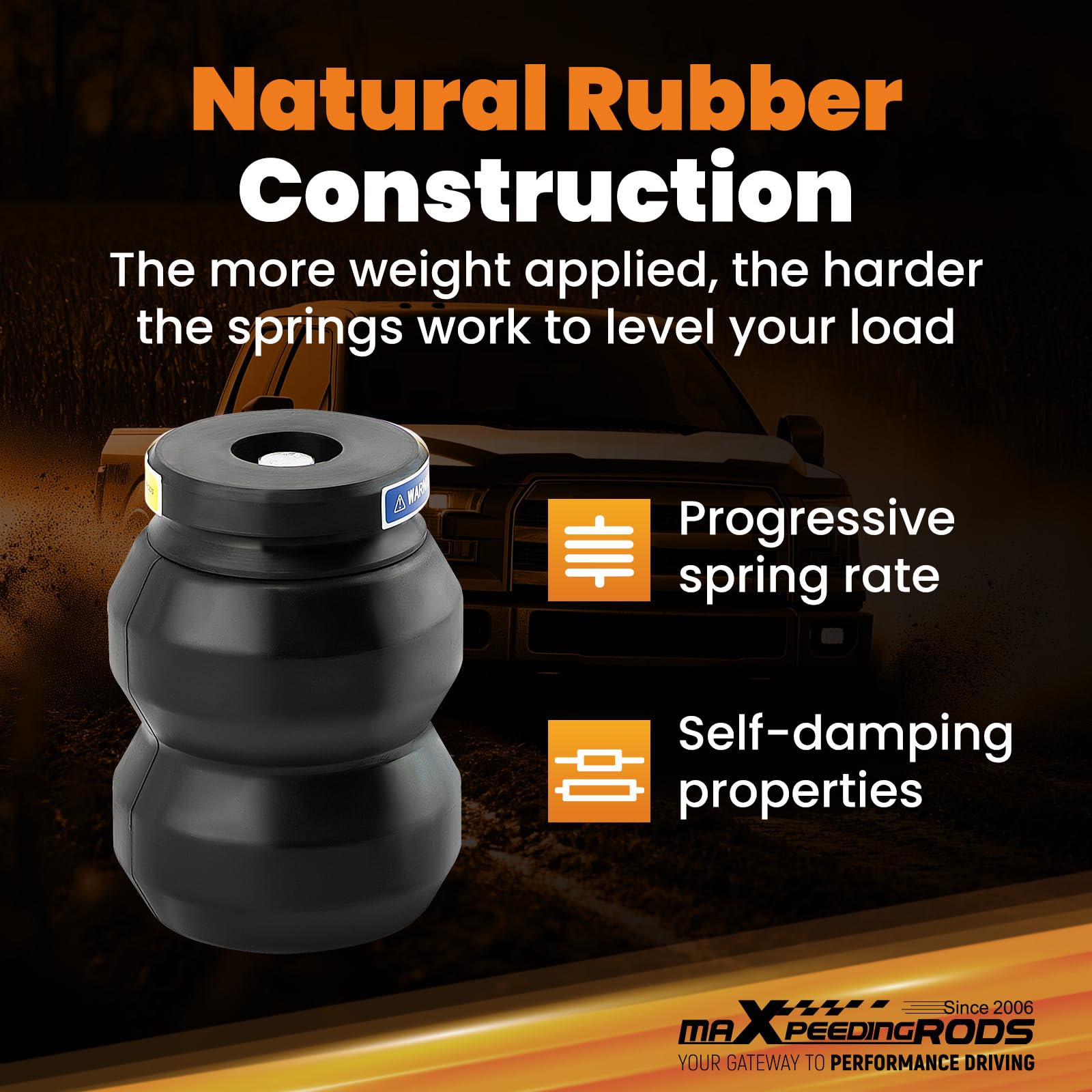 maXpeedingrods rubber spring close-up highlighting maintenance-free solution.