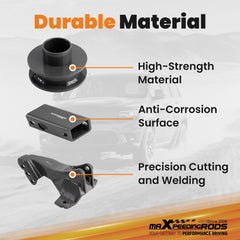 MaXpeedingrods track bar relocation bracket shown for stronger steering geometry after lift.