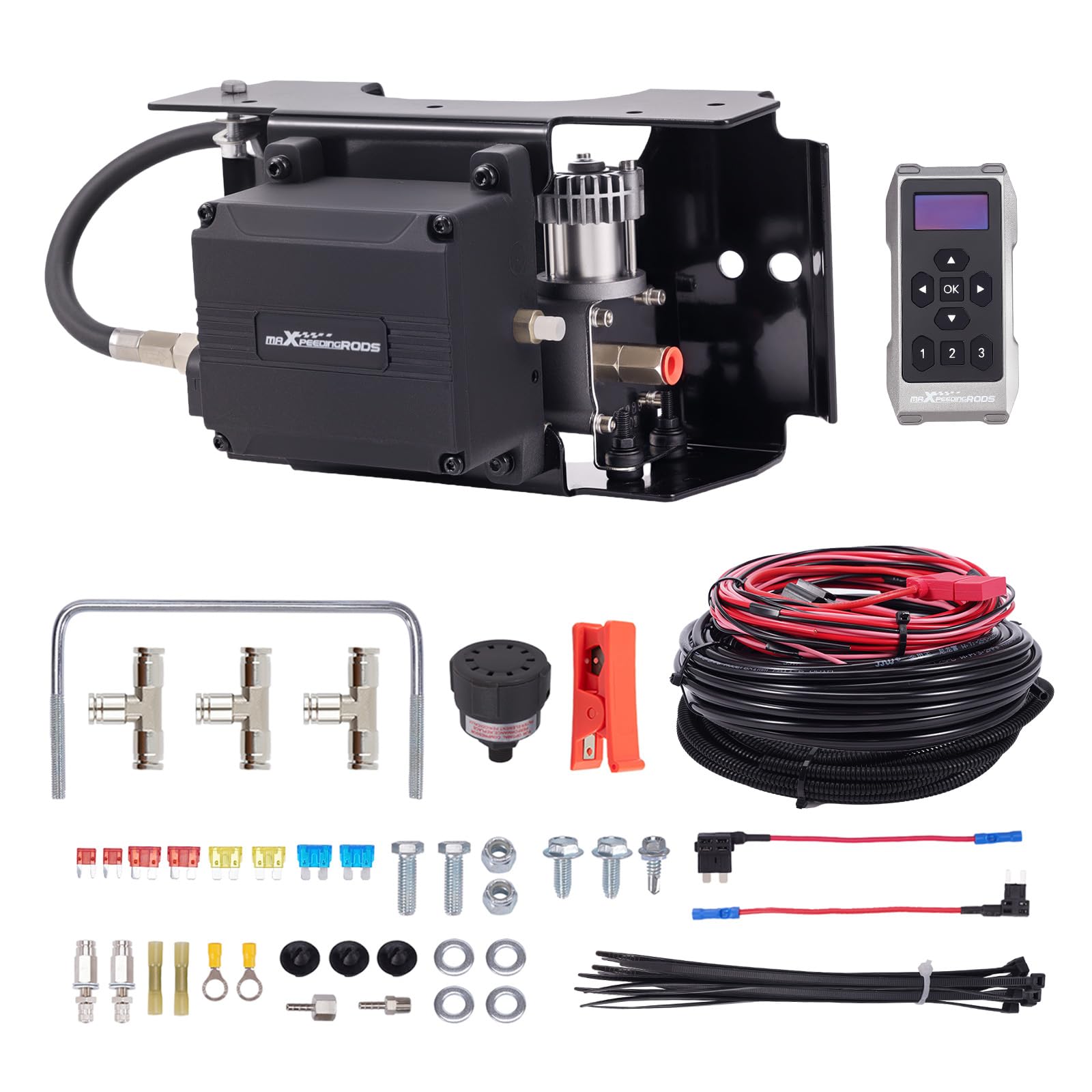 MaXpeedingrods wireless air compressor app control for on-the-go suspension adjustments.
