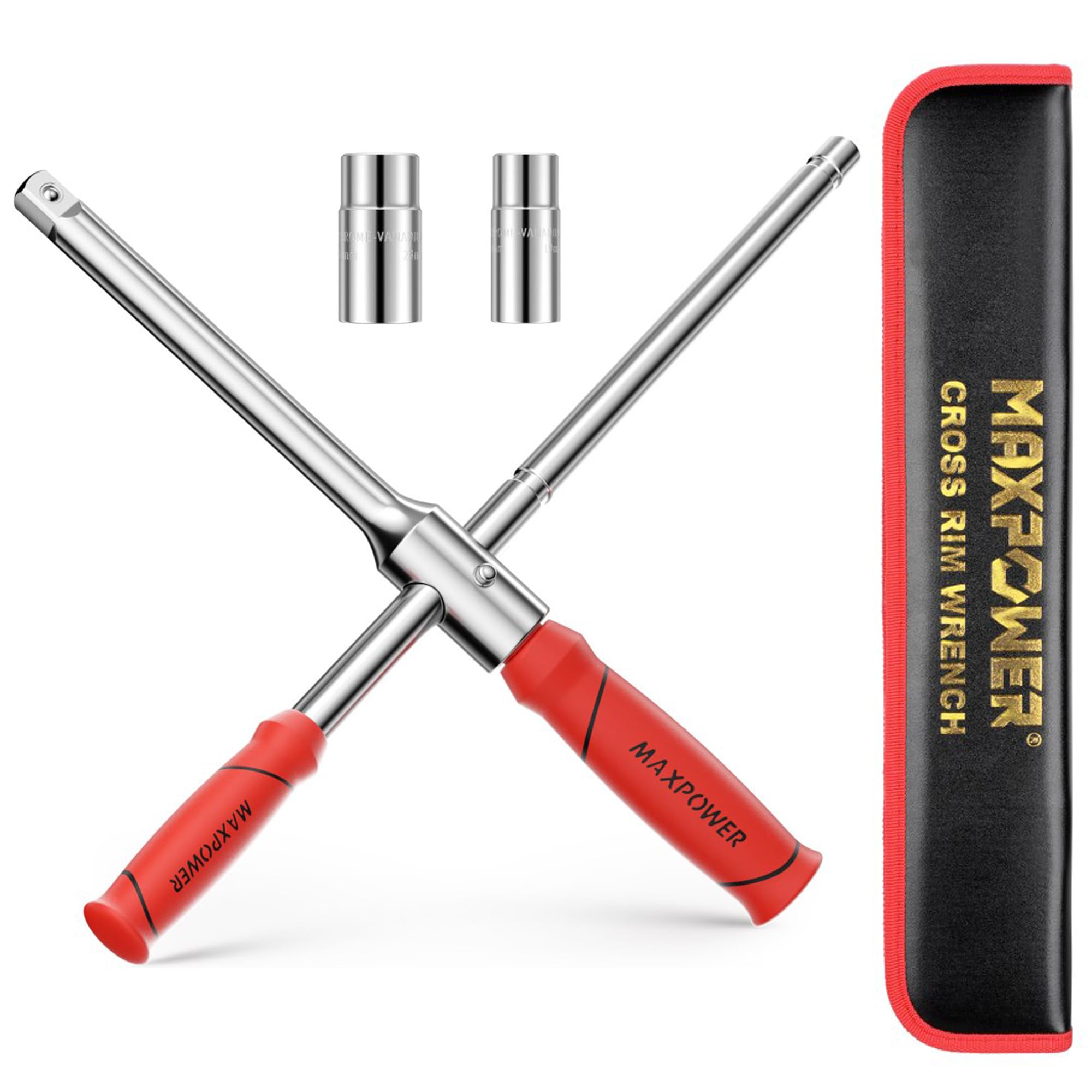 MAXPOWER lug wrench four-way cross head for versatile tire changes