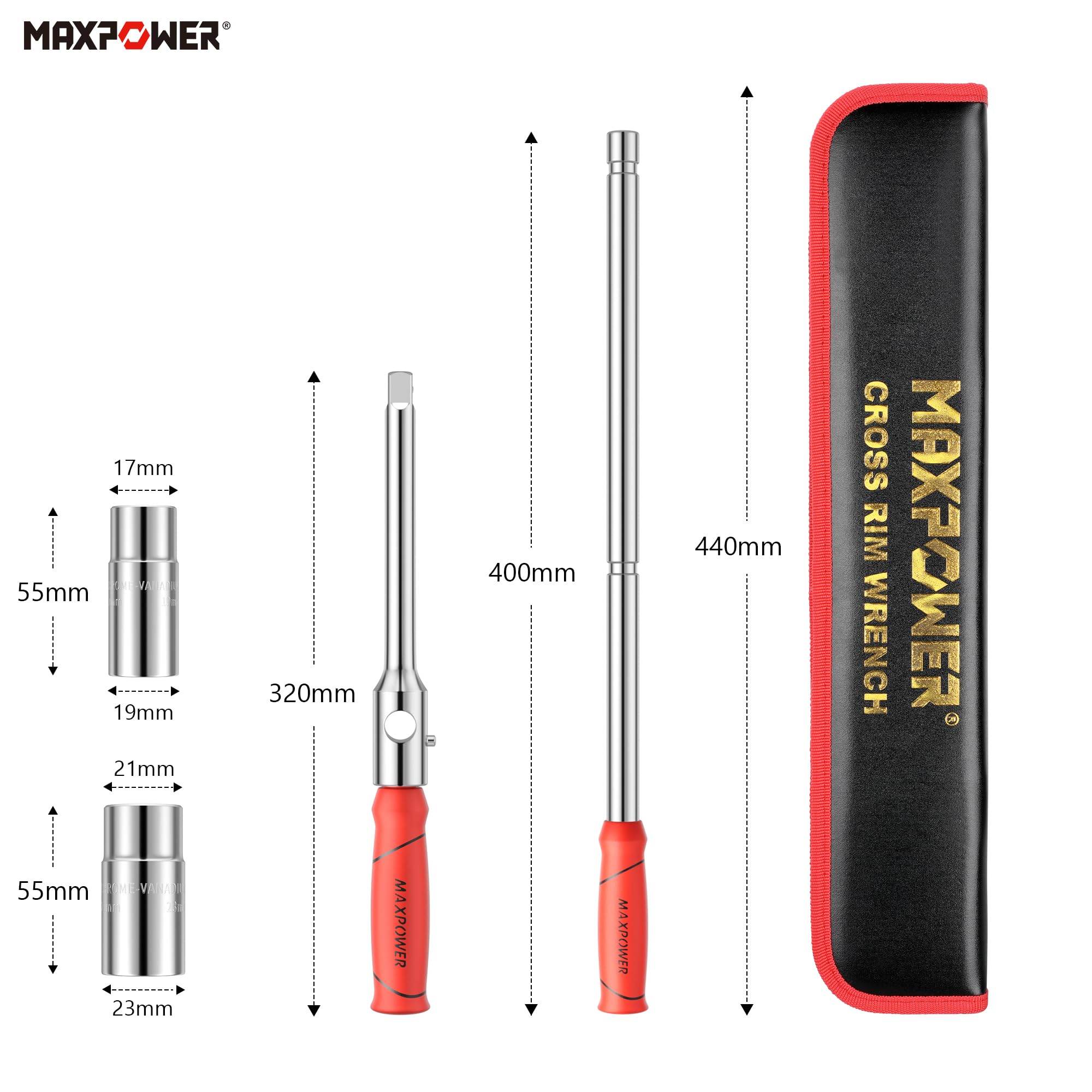 MAXPOWER half-inch drive head delivering robust leverage for lug nuts