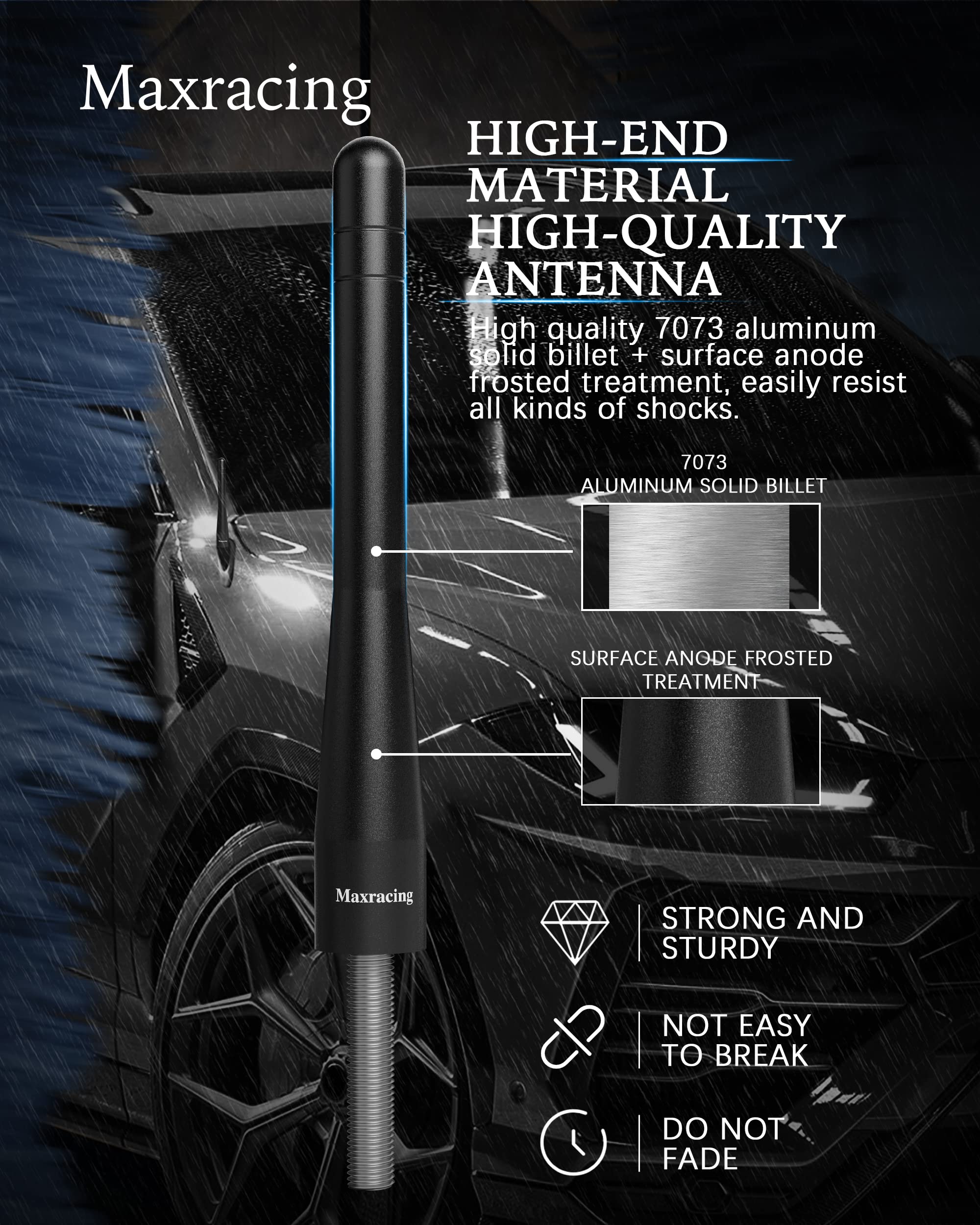 Bolt-on mounting of MAXRACING antenna on Ford F-250—no wiring needed