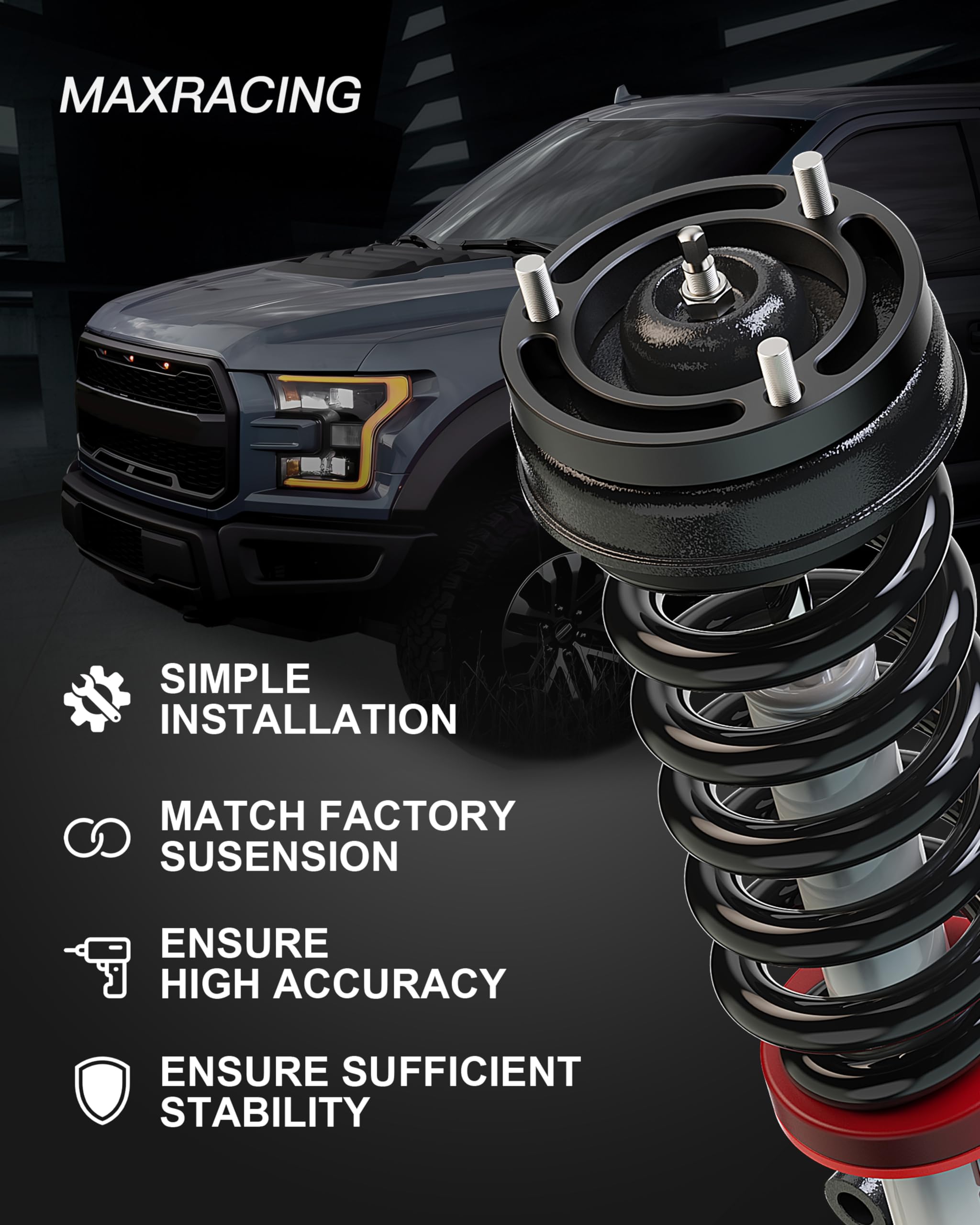 MAXRACING front spacer billet aluminum, powder-coated for durability