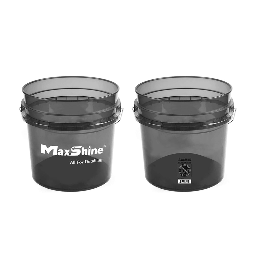 Maxshine universal detailing bucket black side view highlighting compact size for mobile work.