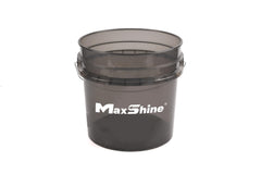 Maxshine detailing bucket black straight-on shot showing versatile storage and washing use.
