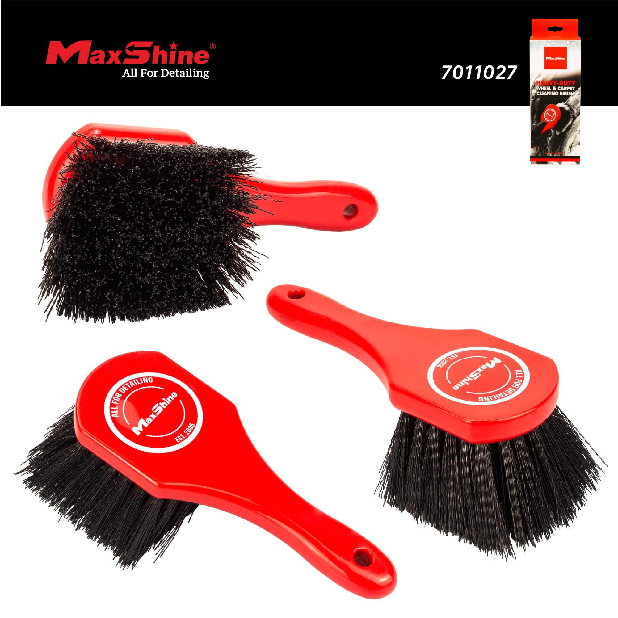 Maxshine universal heavy-duty upholstery brush revives textured seats