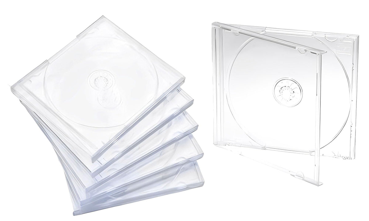 Maxtek clear jewel case with assembled tray protects and displays a disc.