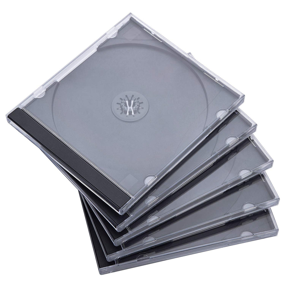 Maxtek standard CD jewel case with assembled black tray in a 50-pack