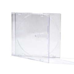 Maxtek ultra-thin CD jewel case with 5.2mm profile and clear frost tray for compact storage.