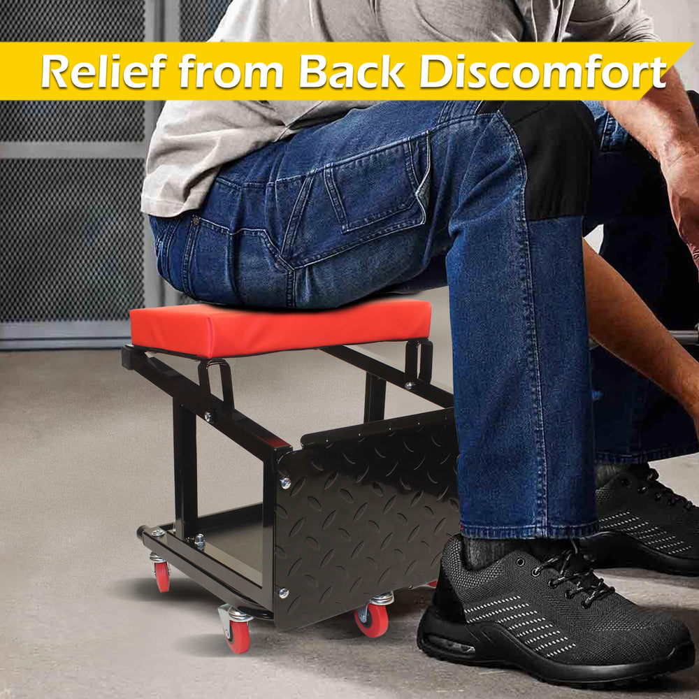 MaxWorks 50880 creeper transitioning into a stool for elevated tasks.