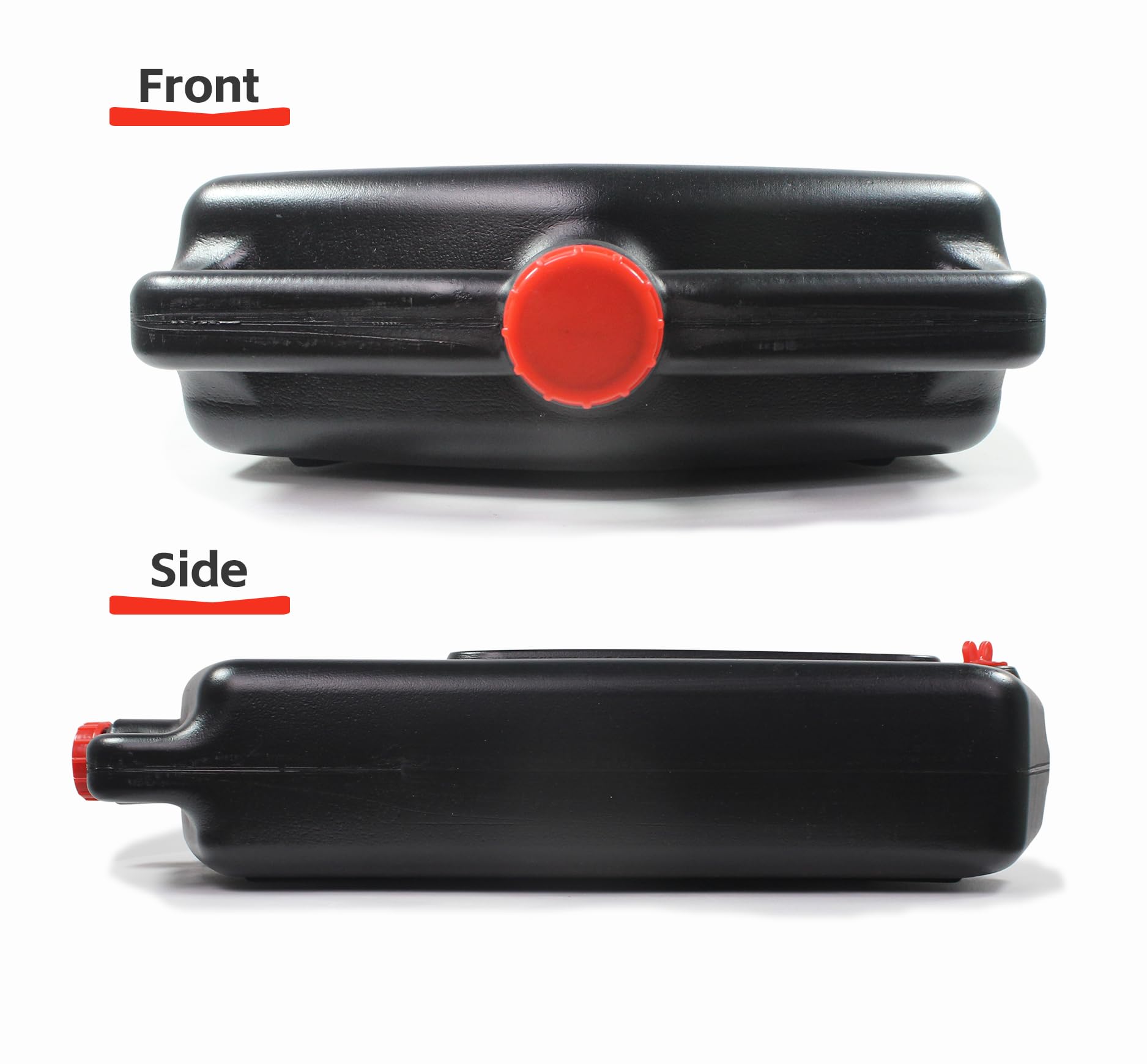 MaxWorks oil drain container with wide funnel and sturdy handles for easy transport