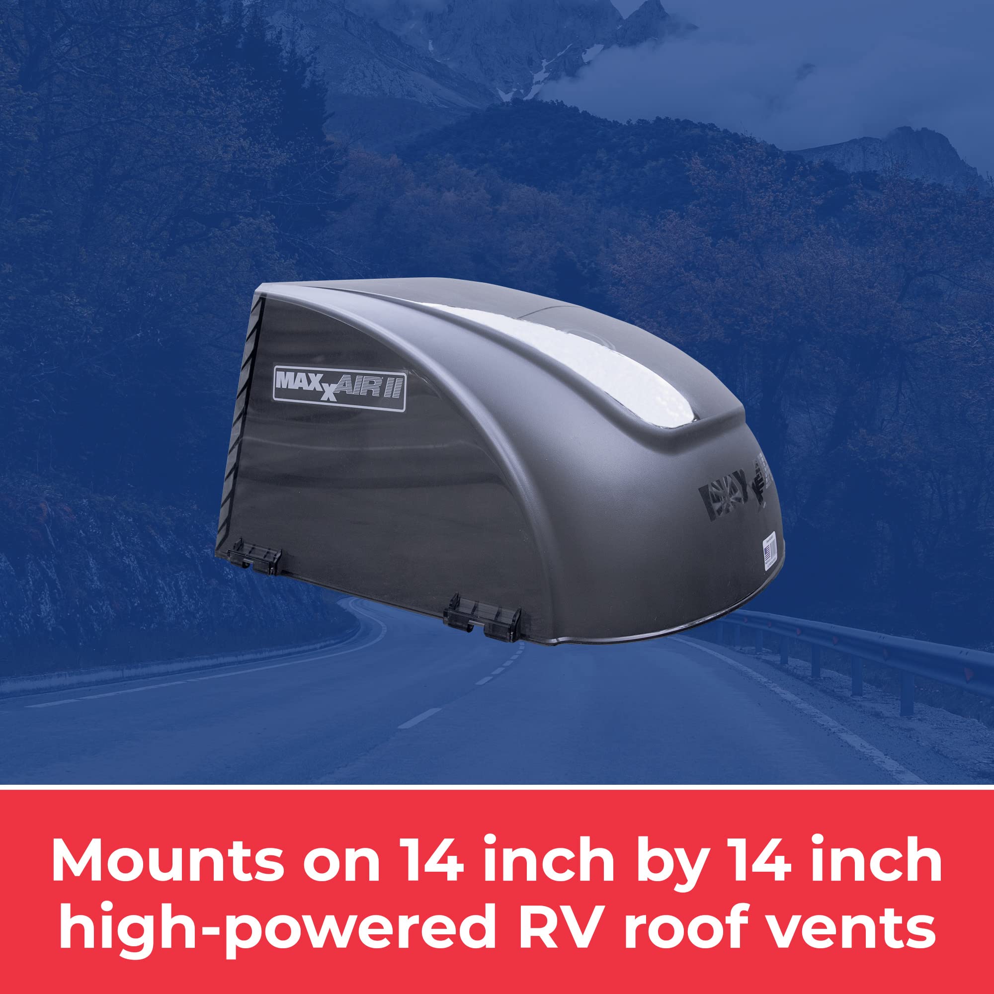 MAXXAIR Maxx II vent cover in smoke, close-up reveals UV protection and HDPE construction.