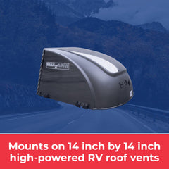 MAXXAIR Maxx II vent cover in smoke, close-up reveals UV protection and HDPE construction.
