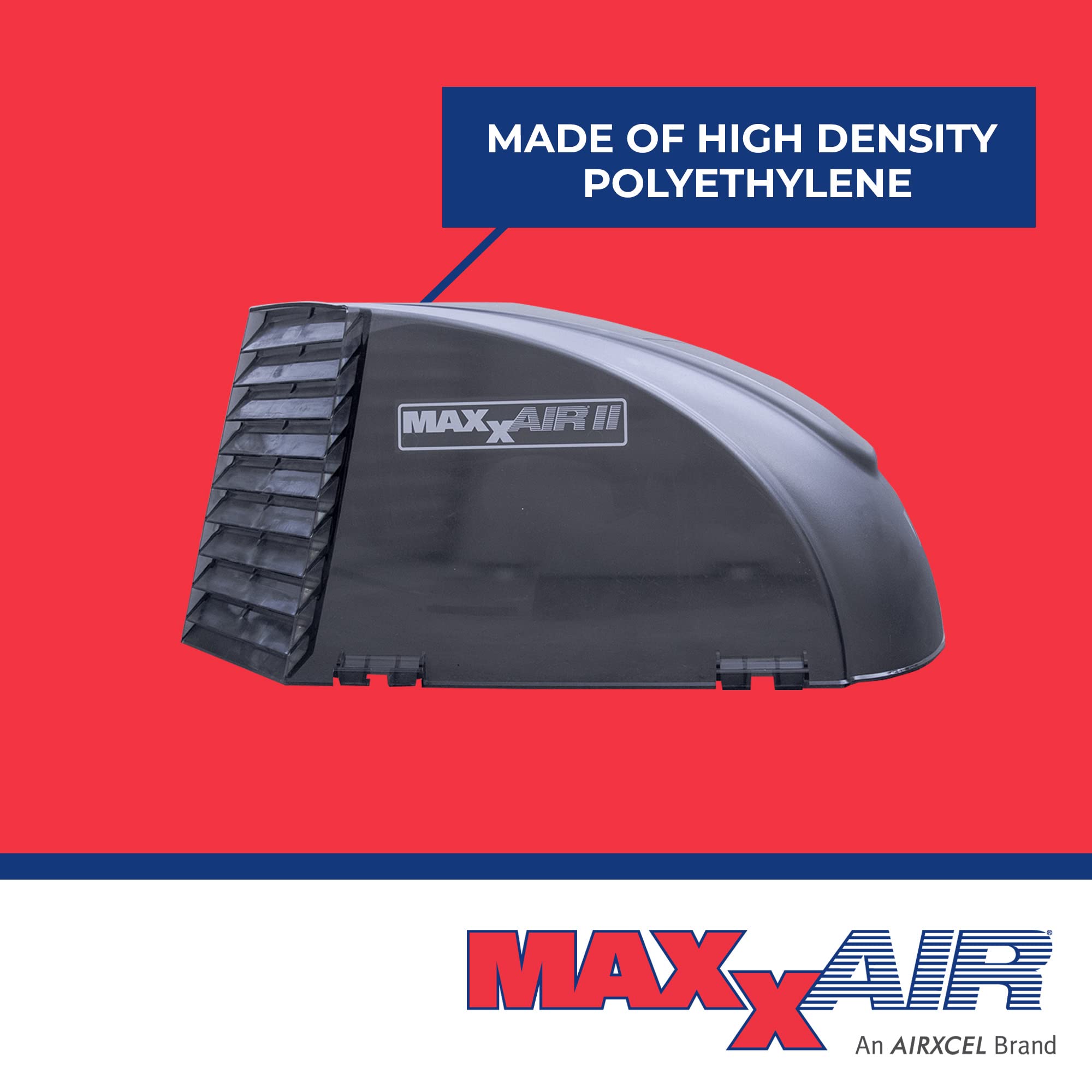 MAXXAIR Maxx II vent cover in smoke, front view, reduces wind resistance while venting.