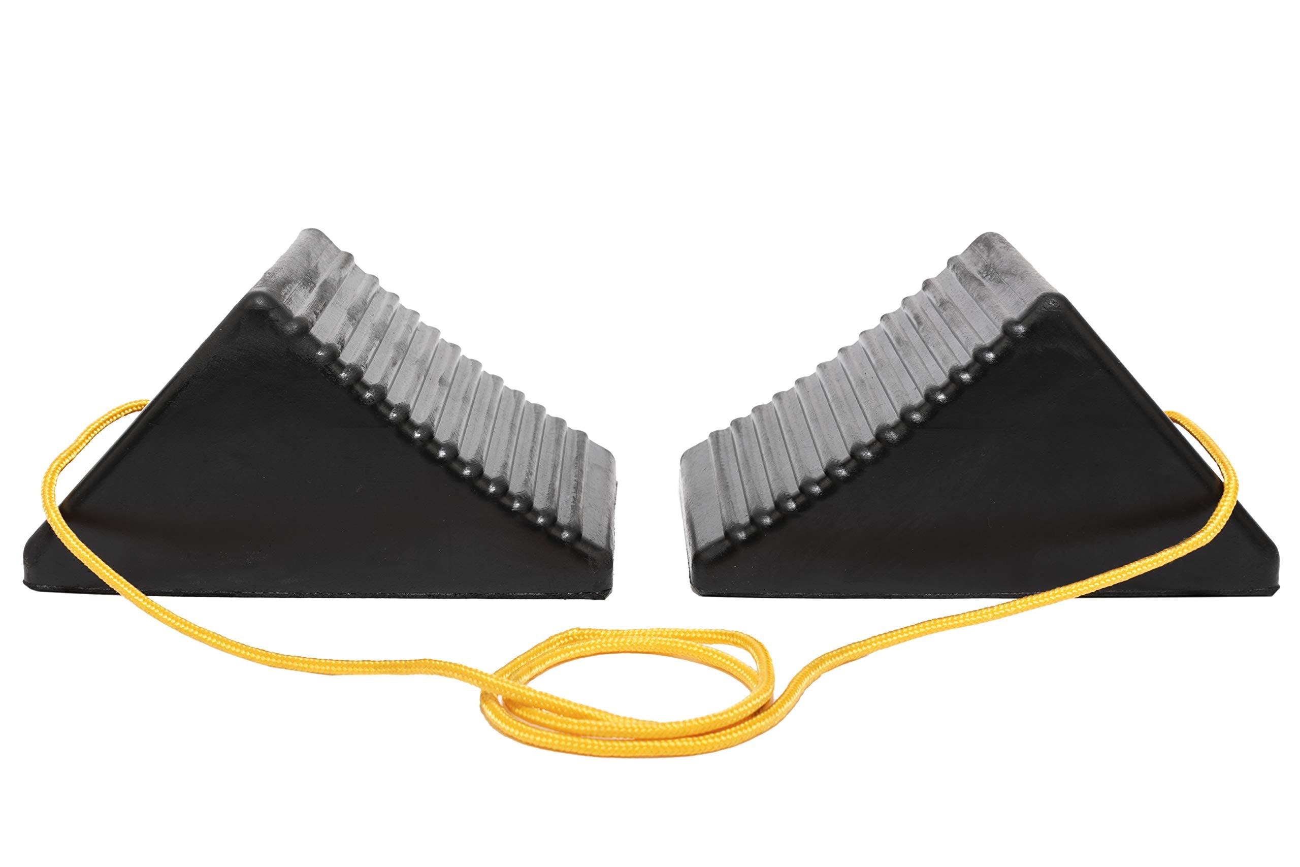 MAXXHAUL two-pack wheel chocks in 8x5x4 inches offer universal fit
