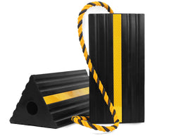 MAXXHAUL 50019 three-sided rubber wheel chock offering secure grip on various surfaces