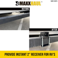 MaxxHaul 50173 mounted on bumper, ready for bike racks and accessories