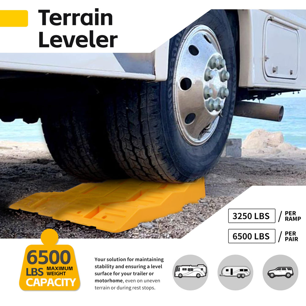MaxxHaul 50939 ramps, top view, prevent trailer wobble with secure drive-on steps.