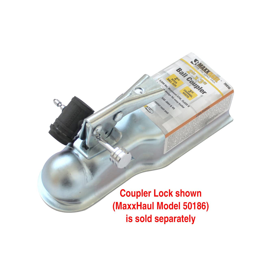 Quick-release latch on MaxxHaul 70010 enables rapid connect and disconnect.