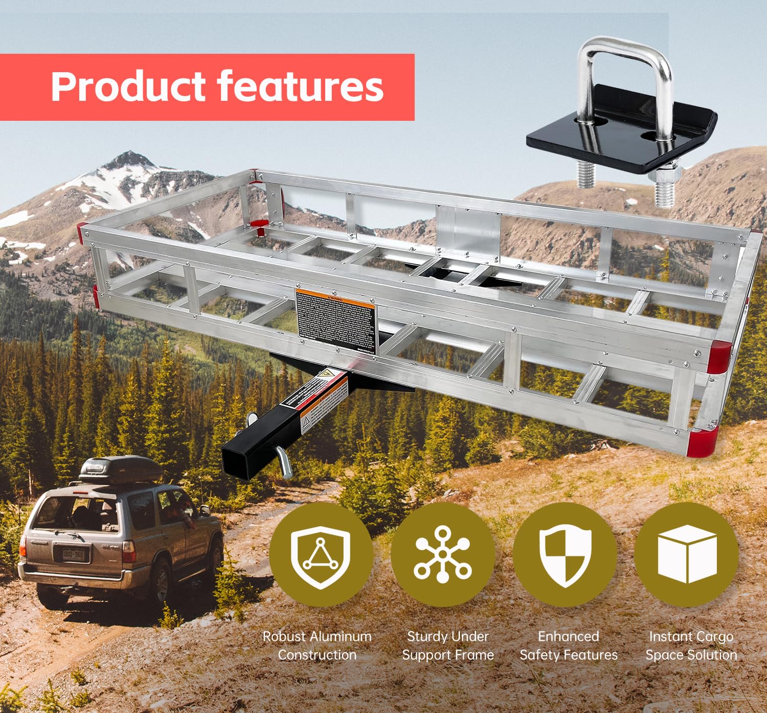 MaxxHaul carrier dimensions show ample exterior space for camping gear and luggage