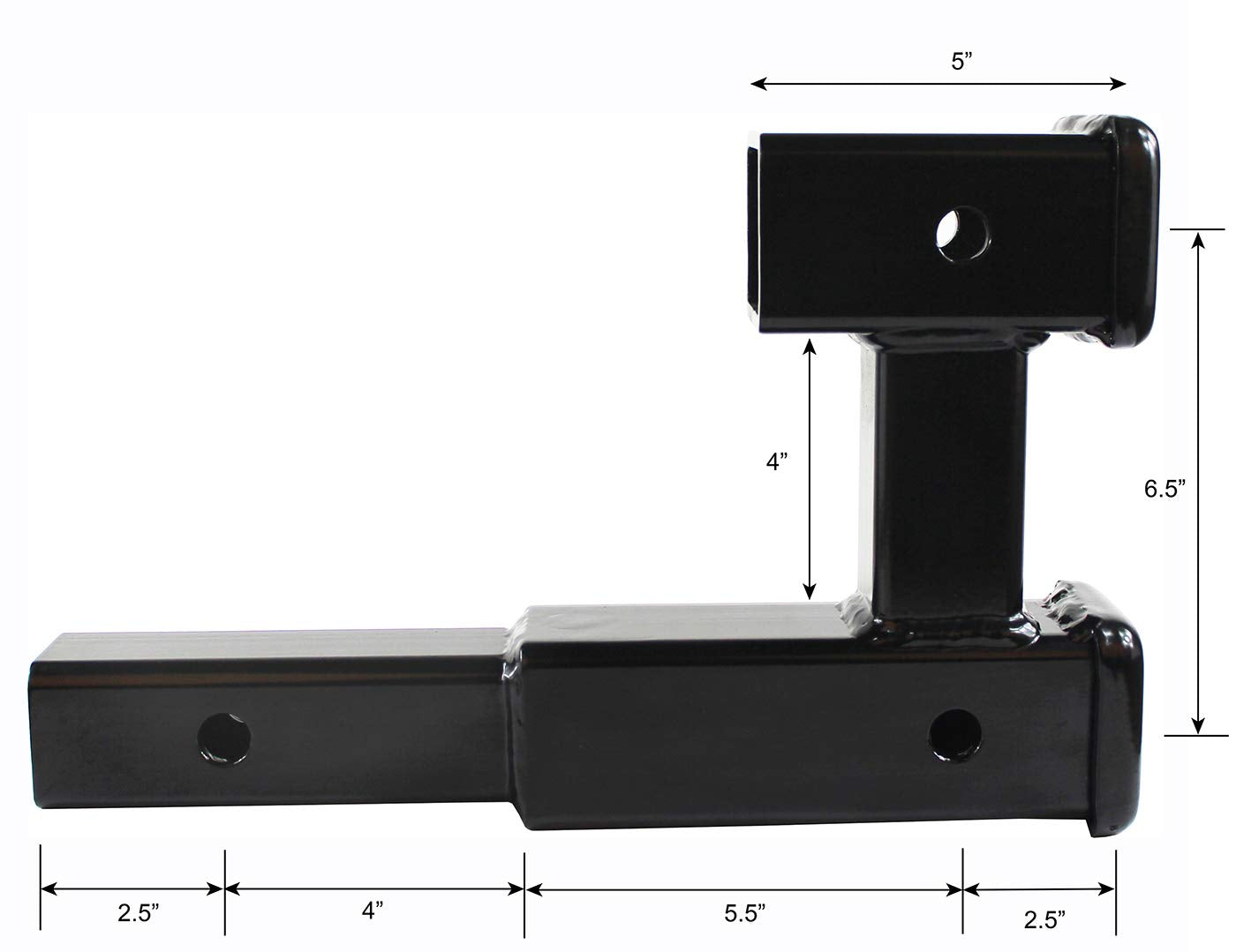 MAXXHAUL dual hitch extension highlights a 6-1/2 inch height difference for alignment.