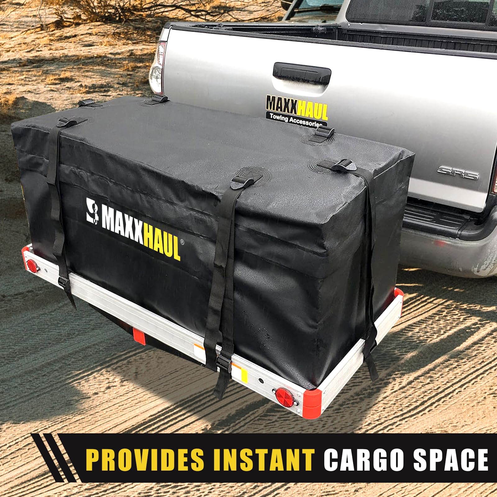 MAXXHAUL folded cargo bag stored compactly when not in use.