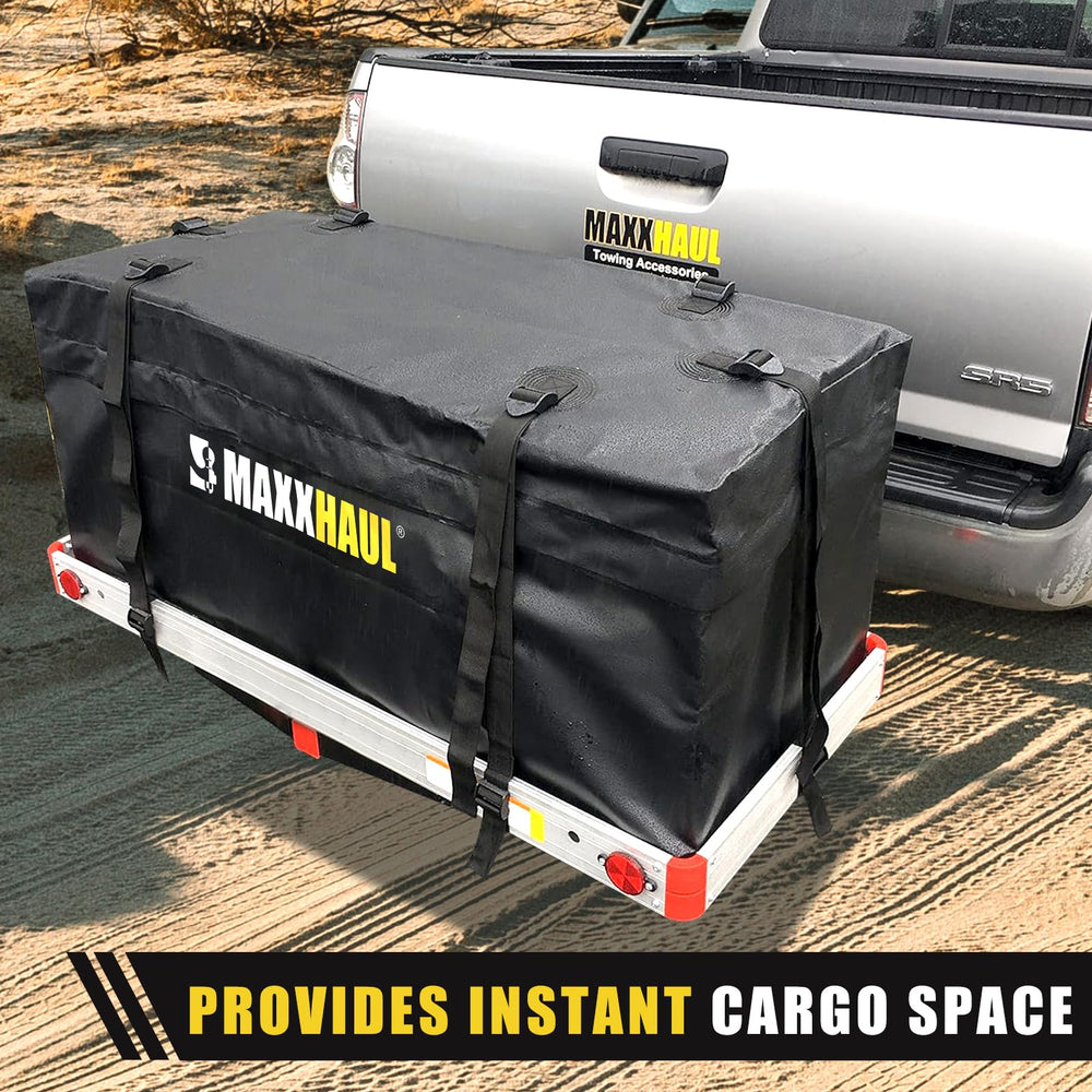 MAXXHAUL folded cargo bag stored compactly when not in use.