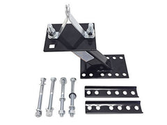 Closeup of MAXXHAUL tire locking bracket securing the spare