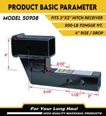 MAXXHAUL 50908 side angle demonstrating dual pin holes for height adjustment