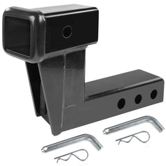 MAXXHAUL trailer hitch riser with 6-rise improves ground clearance for hitch-mounted accessories.