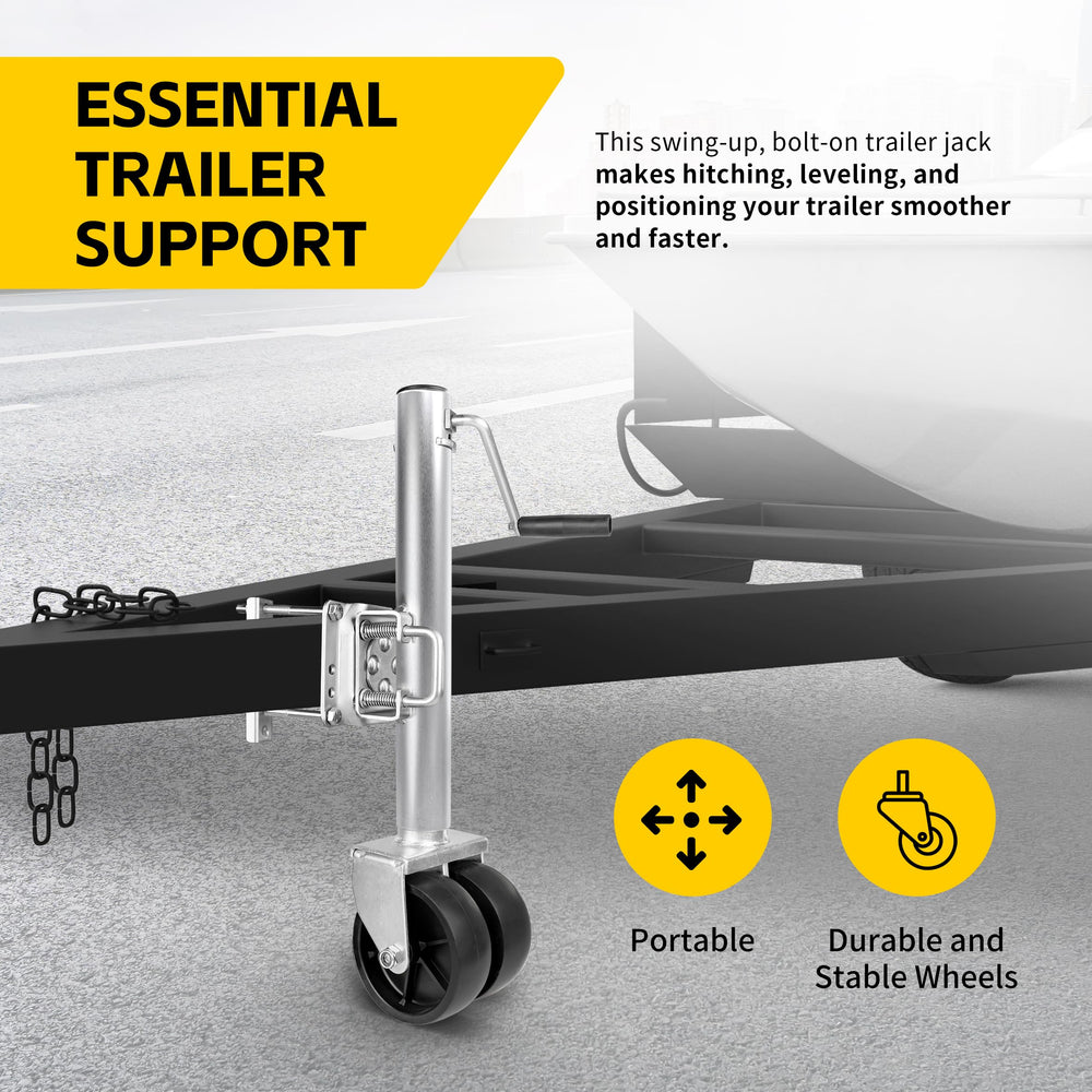 MaxxHaul jack with dual wheels improves maneuverability on heavier loads.