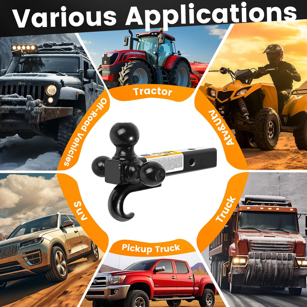 MAXXHAUL triple ball mount with 2-5/16 in ball for heavy-duty towing capacity.