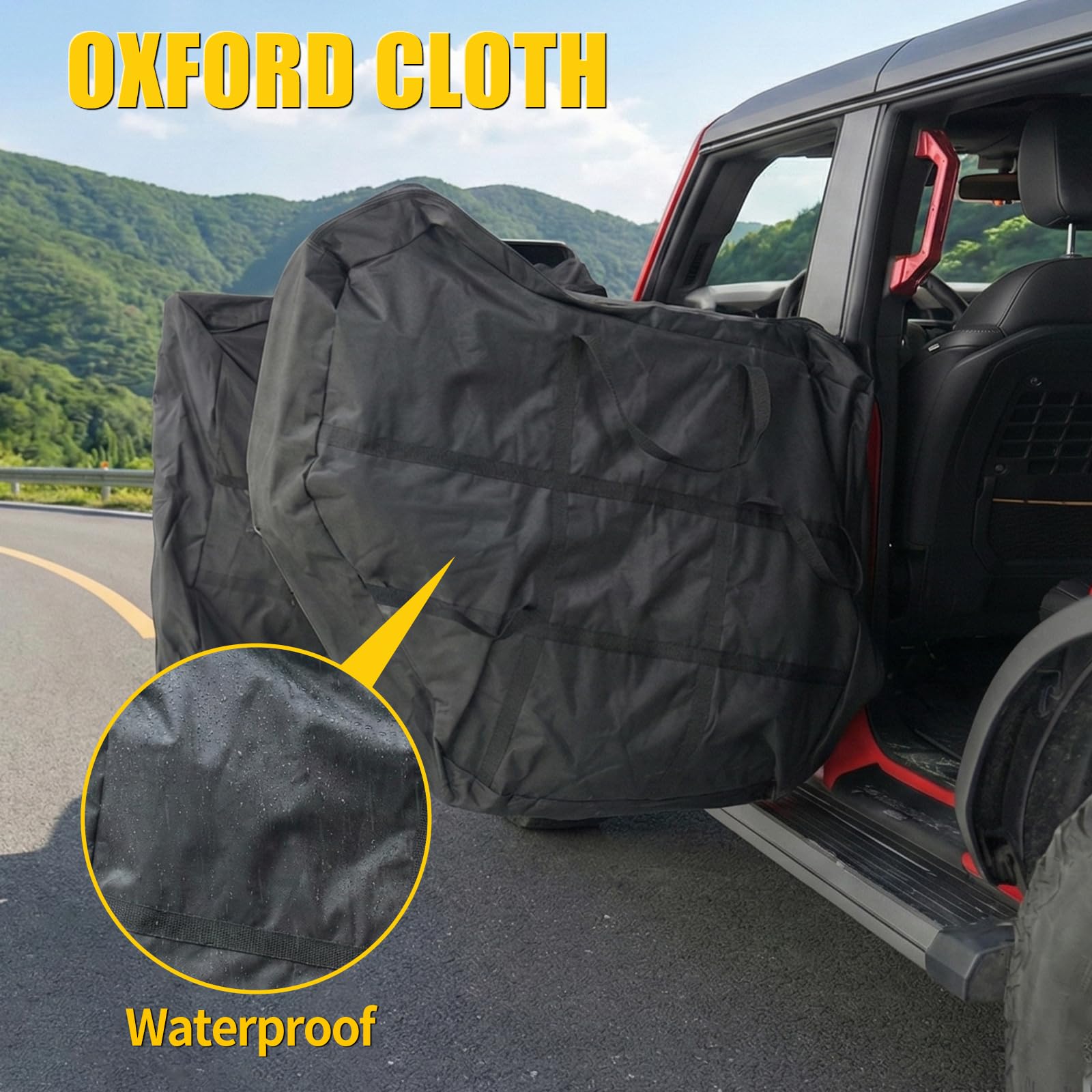 Maxzina door bags with carrying handles simplify lifting and transport.