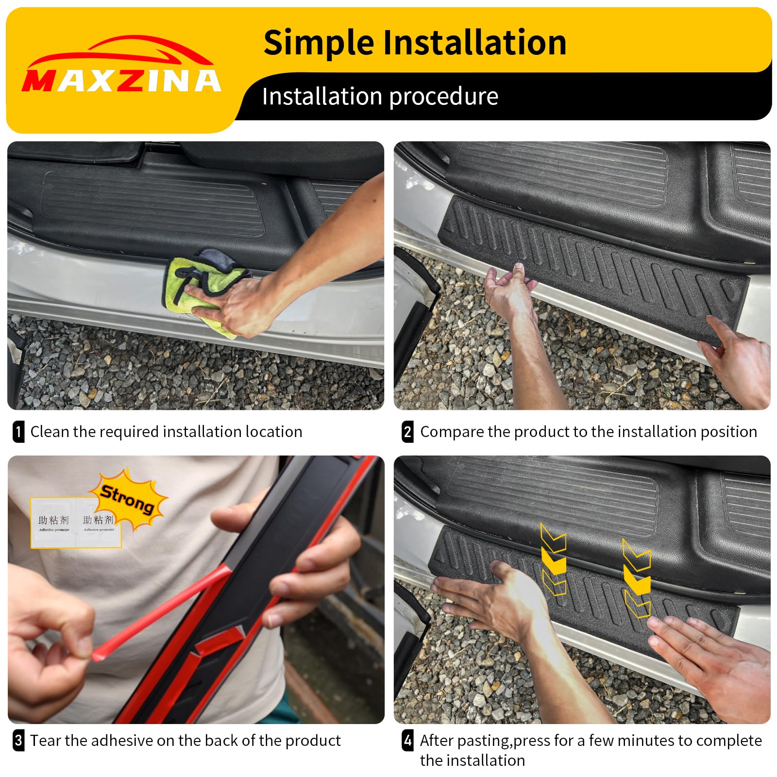 Maxzina exterior shield reduces wear on doorstep and hides minor scratches.
