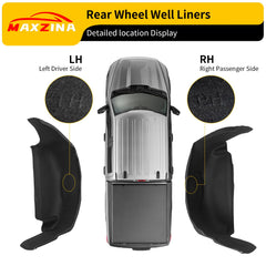 Maxzina F-150 right rear wheel well liner guards mud and snow.