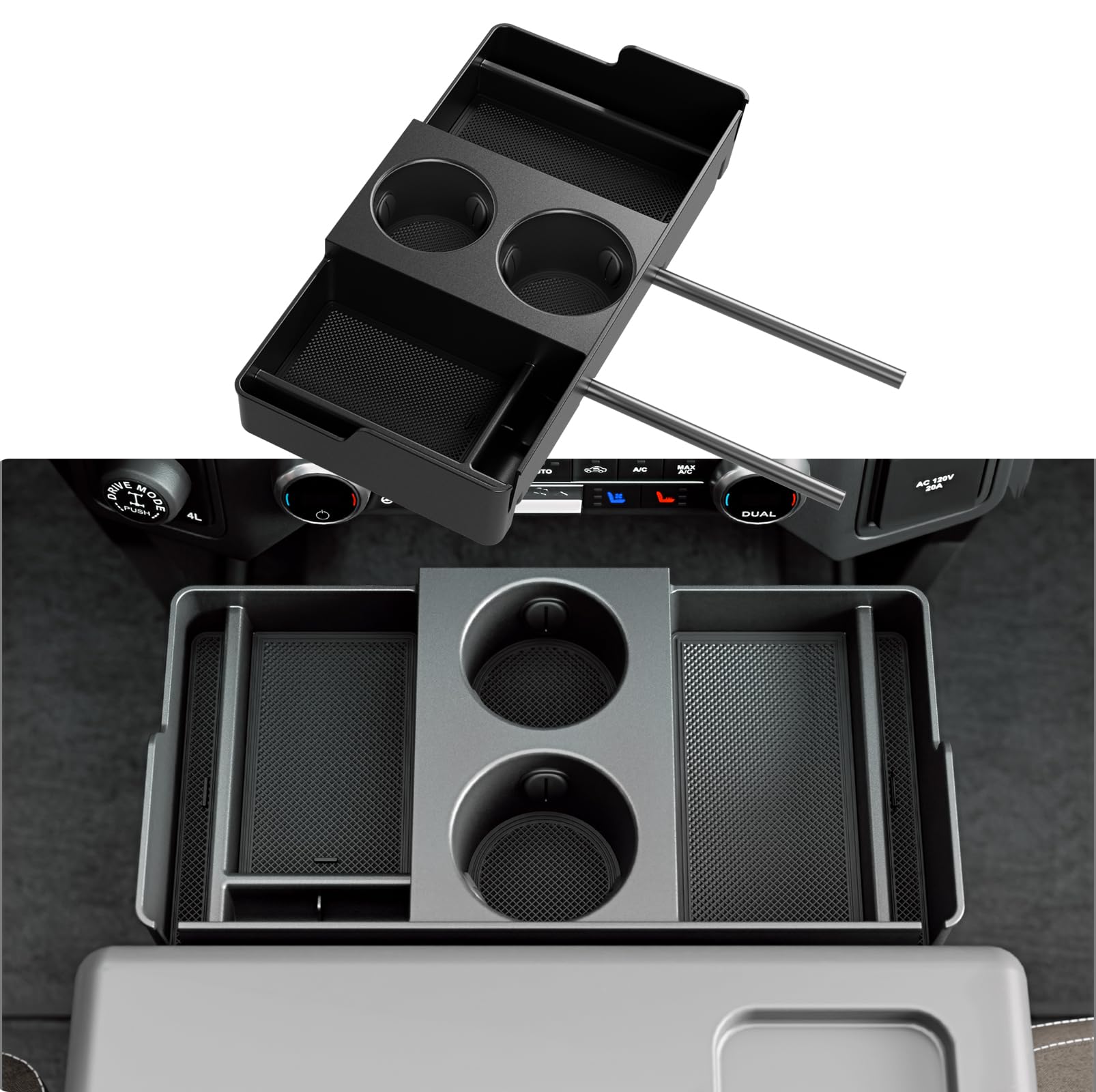 Maxzina front-center headrest organizer tray keeps small items organized and reachable